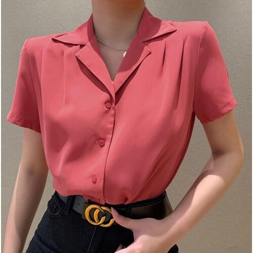 Summer Korea Style Blazers Blouse Short Sleeve Women Casual Office Lady Work Shirts Blouses Black Female Slim Crop Tops Fashion