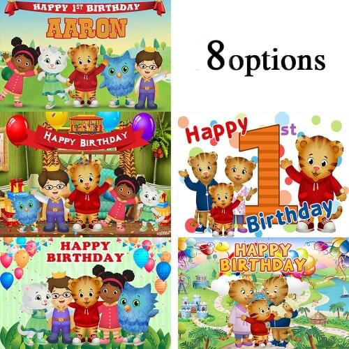 Sensfun Daniel Tiger Backdrops For Photo Studio Cartoon Happy 1st Birthday Party Photography Background Kids Banner