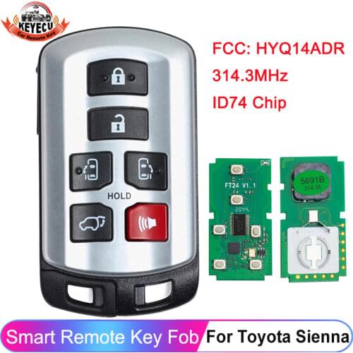 KEYECU 6 Button HYQ14ADR 314.3MHz for 2011 2012 2013 2014 2015 2016 2017 2018 2019 Toyota Sienna Keyless Entry Remote Key Fob