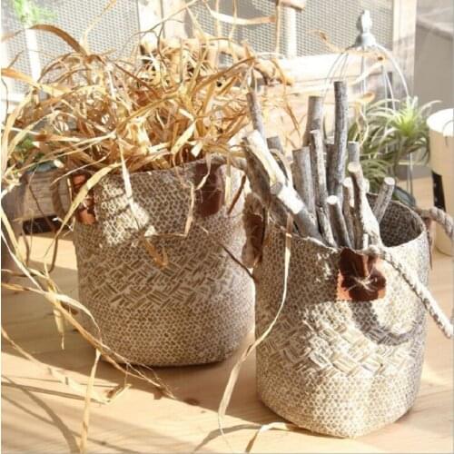 Flower basket Natural straw flower vase storage basket decorate artificial flower leur bouquet