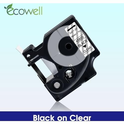 Ecowell 45800 19mm tape Compatible for Dymo D1 45800 Label Tapes Black on Clear for Dymo LabelManager 360D 420P label Maker