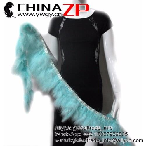 Leading Supplier CHINAZP Factory Top Quality Unique Dyed Aqua Blue Turkey Marabou Plumage Feathers Trim Fringe