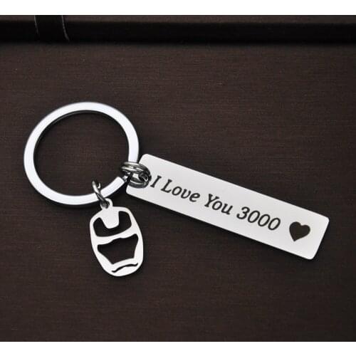 Metal Keychain Man Key Chain I Love You-3000 Key Ring Kids Ironns Man Pendant Key Holder Silver Color