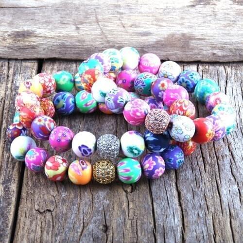 RH Fashion Boho Jewelry Summer Beach Polymer Clay Simple Colorful Short Beaded Bracelets Women Jewelry Gift DropShipping