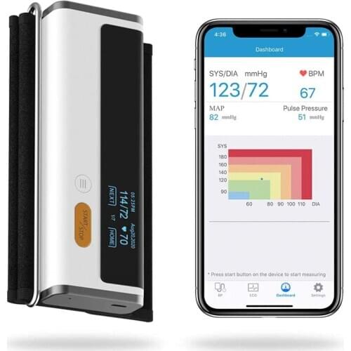 Armfit Plus Blood Pressure Monitor + EKG Monitor, Upper Arm Cuff BP Machine, Built-in Bluetooth with Free App for iOS & Android