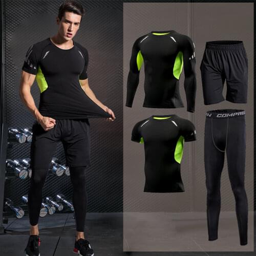 Mens Tracksuit Sport Suit Gym Fitness Compression Sports Clothing Outdoor Running Set Training Jogging Tight Sportwear Dry Fit