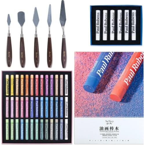 36 Colors Graffiti Soft Oil Pastel Paul Rubens Painting Pastel Crayon+5PCS Mixed Palette Knife+6 White Oli Pastel+Paper Notebook