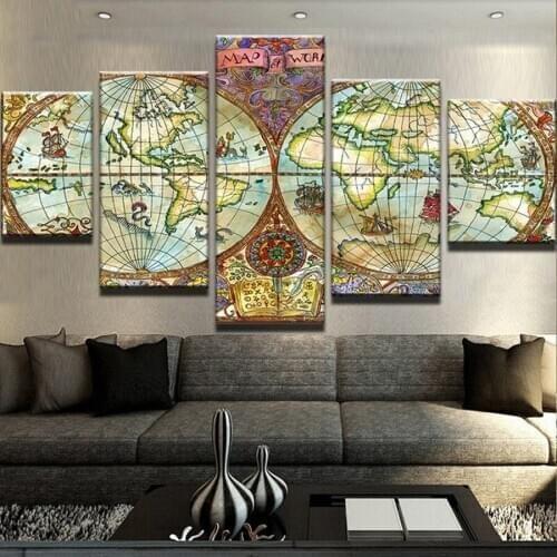 5 Piece World Map Diamond Embroidery Painting Rhinestone 3D Cross Stitch DIY Mosaic Home Decoration Pictures Combination BY883