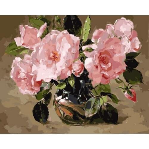 UnFrame picture oil painting by numbers wall decor diy painting on canvas for home decor 4050 pink peony