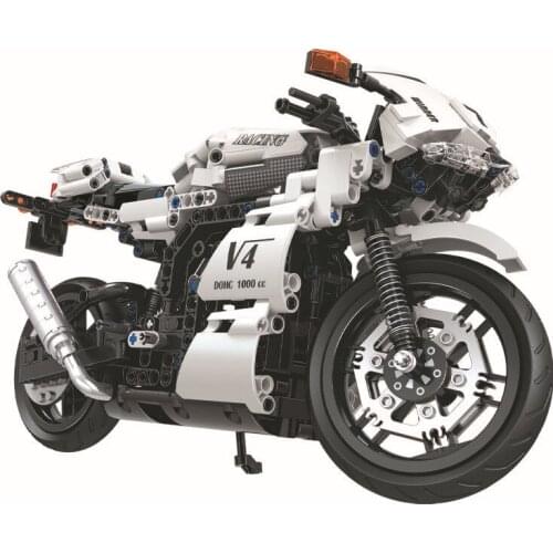 Motorcycle Set Toy 7047 City Competitive Racing Model DIY Fight Plug 716PCS Mini Model Stunt Car Child Small Particle Toy Gift