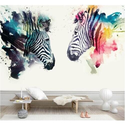 Modern Abstract Art Mural Wallpaper 3D Watercolor Zebra Wall Painting Kids Bedroom Cafe Restaurant Background Wall Papers Decor