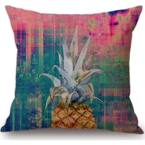 Tropical Style Pineapple Desig Sofa Cushion Case Water Color Cotton Linen Plants Leaf Nordic Home Decorative Throw pillow Case