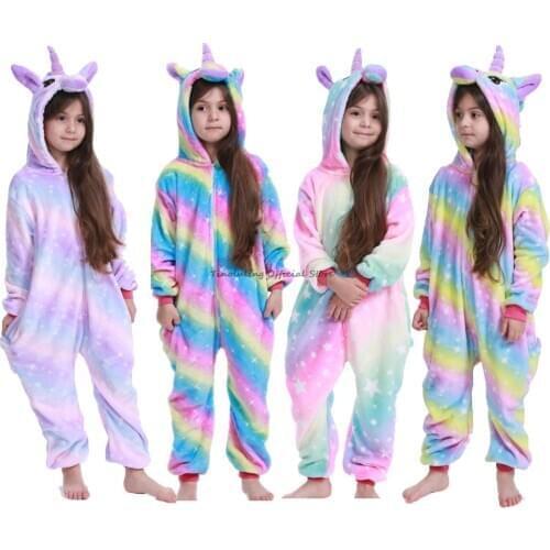 Children Sleepwear Boys Pajamas Girls Unicorn Kigurumi Kids Animal Onesies Cosplay Costume unicornin Stitch Funny Pijama