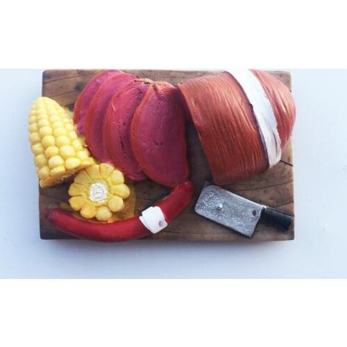 QIQIPP QIQIPP European cuisine Spanish ham creative tourism commemorative hand painted handicraft magnetic refrigerator sticker