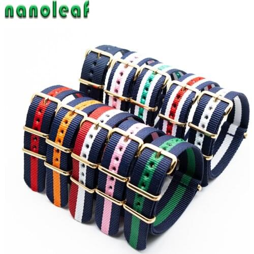 Watchband 18mm 20mm 22mm For Nato Nylon Strap Wristband Gold Buckle Bracelet Easy To Install Watch Accessories