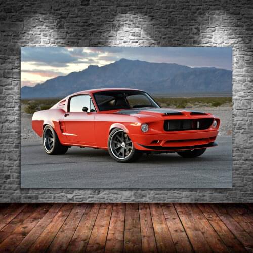 1967 Fords Mustang fastback Supercars Vehicle Poster and Prints Decorative Picture Canvas Painting Silk Wall Art Home Decoration