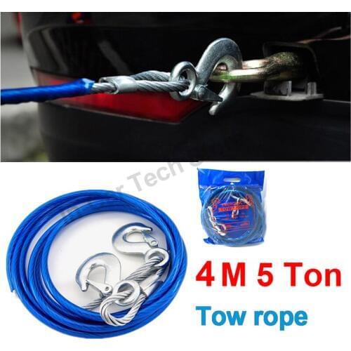 Heavy Duty 4M 5 Tons High Strength Hook Steel Wire Trailer Car Emergency Towing Rope SUV Road Recovery Car Accessories