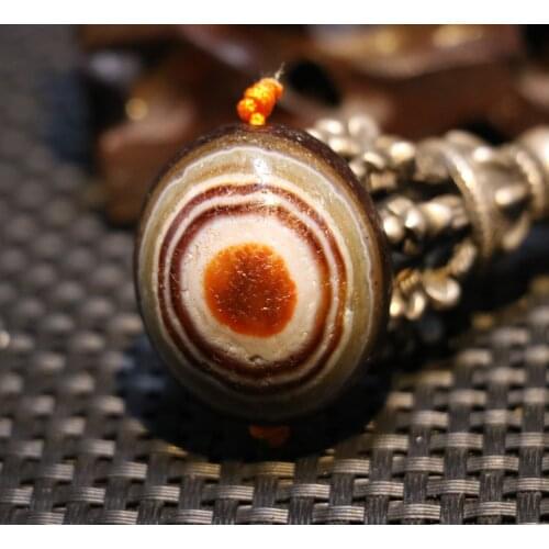 Treasure Unique Energy Tibetan Old Agate Colorful Goat Eye Heaven Eye dZi Bead Amulet Pendant 4A Timestown UPD22