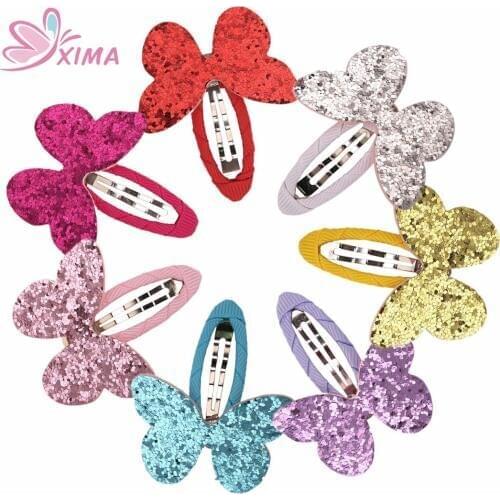 XIMA 14pcs/lot Girls Glitter Butterfly Hairpins Hairgrips for Kids Hair Accessories