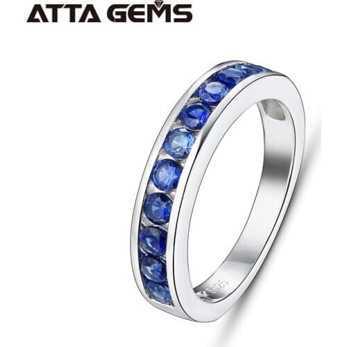Blue Sapphire Real Silver Rings for Women Wedding Engagement Classic Style Created Sapphire Rings Top Quality Fine Jewelry Gift