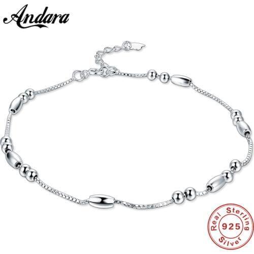 Summer Style Jewelry 100% 925 Sterling Silver Anklet Girl & Woman Charm Jewelry Gift