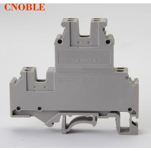 10pcs / box UKkB3 DIN rail universal class PCB Terminal blocks double-deck