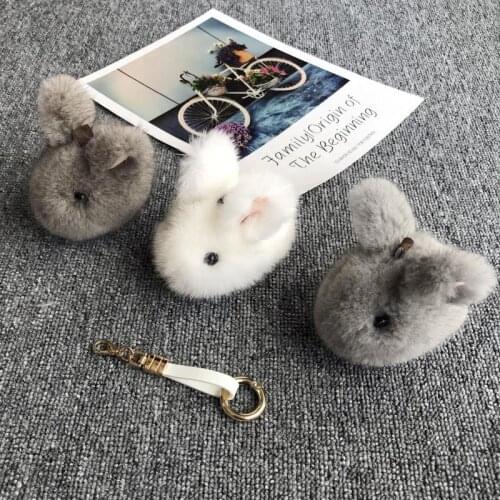 New Fashion Cute Real Mink Fur Rabbit Fur Ball Keychain Mink Rabbit Cute Rabbit Fur Pendant Bag Charm Pendant Accessories