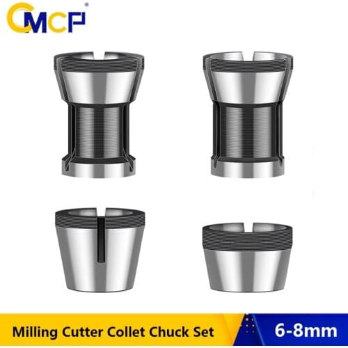 CMCP Milling Cutter Collet Chuck Set 6/6.35/8mm Milling Extension Collet for Engraving Trimming Machine Chuck Woodworking Tools