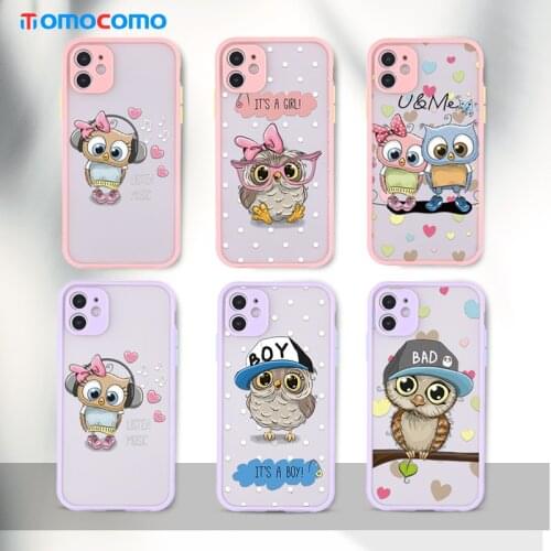 Lovely Cute Owl Camera Protection Bumper Phone Cases For iPhone 11 Pro Max XR XS Max X 8 7 6S Plus Matte Shockproof Back Cover