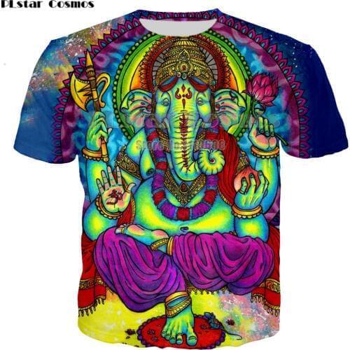 PLstar Cosmos t shirt men woman 3d printed colorful Trippy summer top fashion clothes hip hop printed elepha Psychedelic Tees