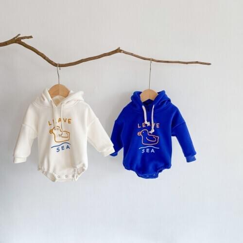 Ins Hot Sale Winter Baby Girls and Boys Thicken Hooded Romper