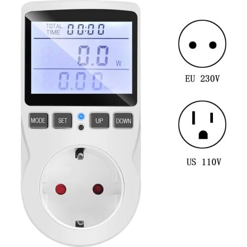 Power Meter LCD Digital Wattmeter Energy Consumption Monitor Measuring Outlet Power Analyzer