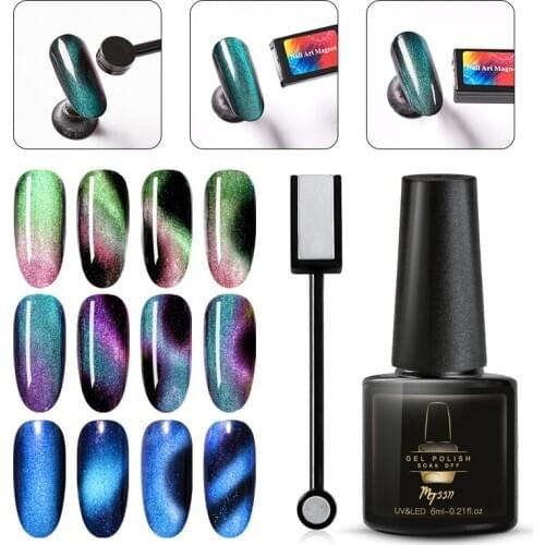 Mtssii 6ML Magnetic Cat Eye UV Gel Nail Polish Magnet Laser Nail Art Varnish Sparkly Sky Effect Soak Off UV Gel Nail varnish