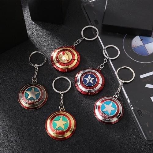 Disney Keychain Iron Man Metal Rotating Shield Keyring Avengers Movie Peripheral Gift Pendant
