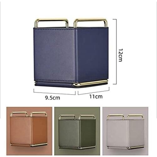 Multifunctional Leather Desktop Storage Box,Office Pen Holder Cosmetic Storage Box Desktop Manager Organisar Case