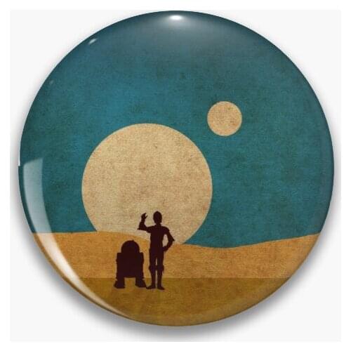 Droids In The Dunes Soft Button Pin Creative Decor Lover Women Metal Fashion Collar Clothes Cute Lapel Pin Badge Jewelry Gift