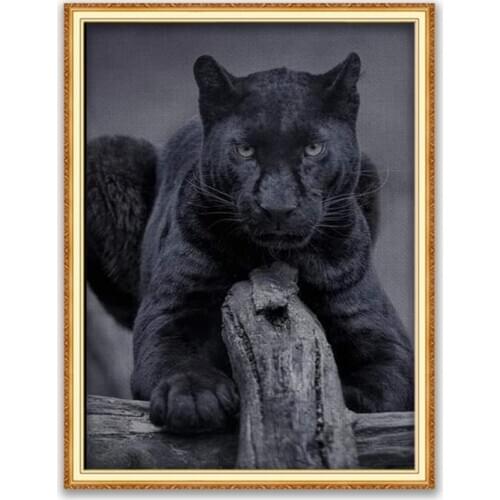 Animal Black Panther DIY Cross Stitch 11CT Embroidery Kits Craft Needlework Set Printed Canvas Cotton Thread Home Decoration