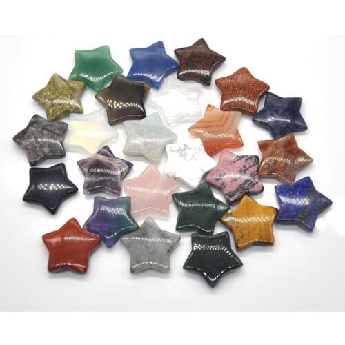 30MM Natural Crystals Star Shaped Lapis Lazuli Amethyst Rose Quartz Healing Gemstone Polished Stones Pendant Minerals Wholesale