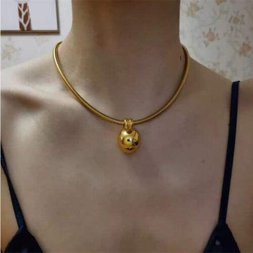 New punk Vintage gold silver color Choker Necklace Metal Ball Pendant Necklace Collar for Women Punk Girl Party Jewelry Gift