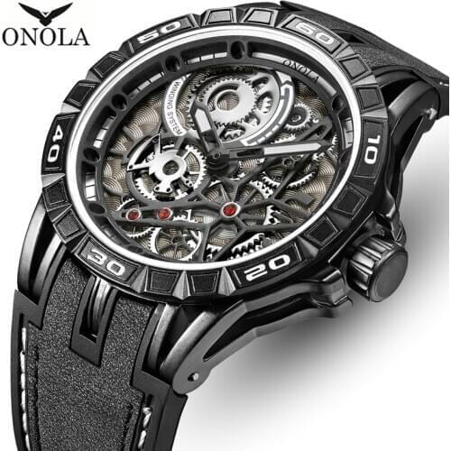2020 New ONOLA Men Watch Top Brand Luxury Mens Analog Quartz Watches Fashion Leather Waterproof Wrist Watches Relogio Masculino