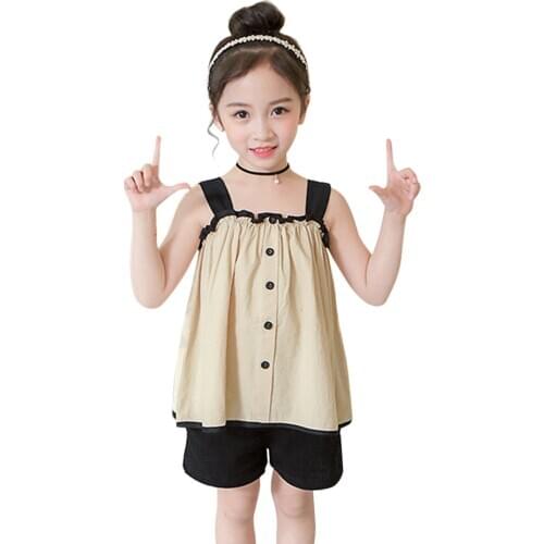 Teen Girls Clothing 2021 New Girls Clothing Patchwork Vest + Short Clothes For Teenage Girls Summer Childrens Clothes