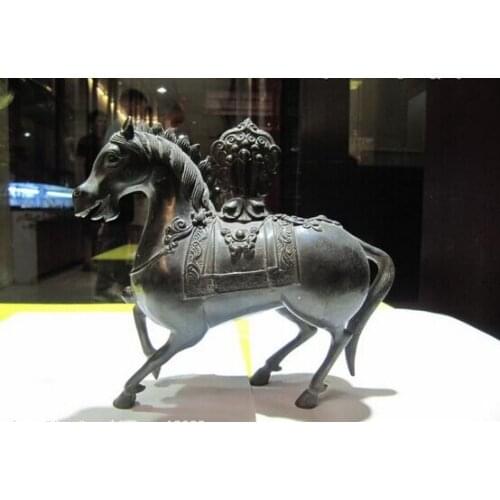 Song voge gem S0354 6"Chinese Folk exquisite 100% Pure Copper Bronze Auspicious Lucky Tang Horse