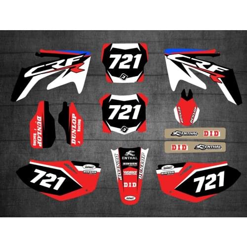 Full set of Stickers Kits Free Customized Number & Names Graphics Decals For HONDA CRF250R CRF 250 2004 2005 2006 2007 2008 2009