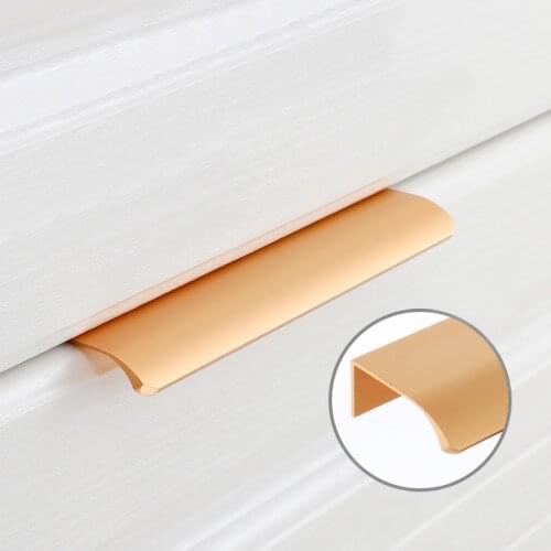 Hidden Furniture Drawer Cabinet Door Handle Gold Black Nordic Simple Cupboard Kitchen Wardrobe Dresser Door Pull Handle Hardware