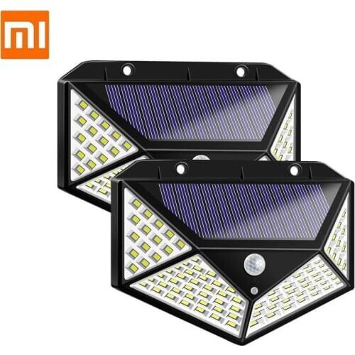 100LED Four-Sided Solar Power Light 3 Modes body induction light Motion Sensor Angle Wall Lamp Waterproof Yard Garden Lamps