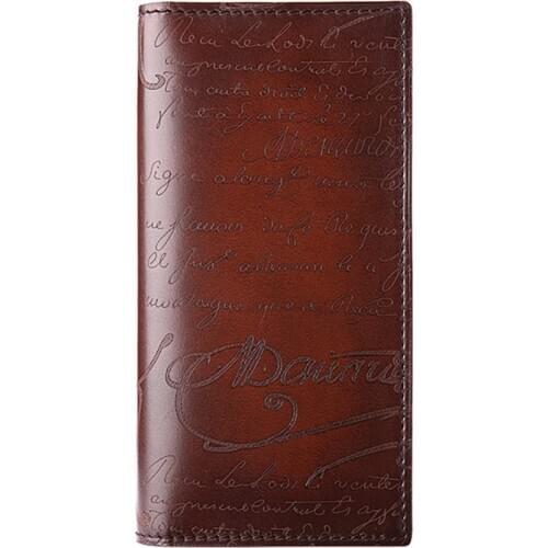 TERSE_Lettering Men Wallet Bifold Purse Full Grain Leather Bag Men Wallet High Quality Fashion Vintage Style Handmade Bags OEM