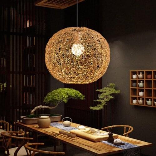 Vintage Rattan Lamp Pendant Lights Farmhouse Style Handmade Restaurant Light Loft Vintage Dinning Room Lights Decor Hanging Lamp