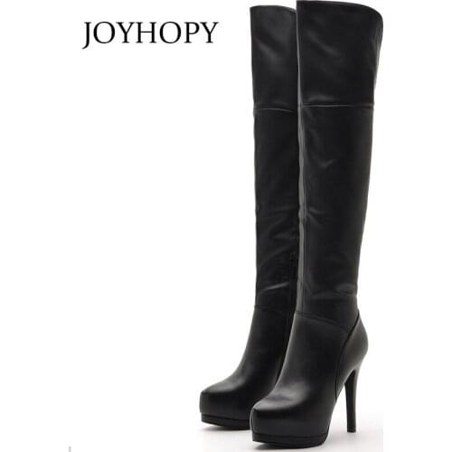 2019 New Winter Thigh Boots With Plush Women Fashion Thin High Heels Shoes Woman Genuine Leather Over The Knee Boots WB004