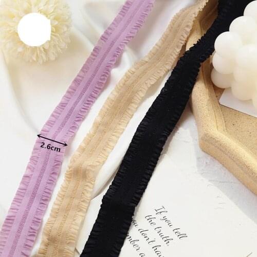 1m 26mm Pleated Lace Elastic Ribbon Solid Color Ribbons Bowknot Hair Accessories Wedding Decor Diy Handmade Material