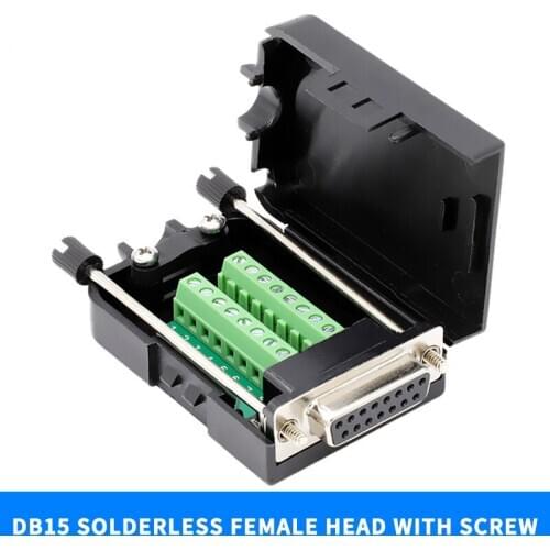 1 Pcs DB15 Wire Connector Black 2 Row 15 Pin RS232 Male And Female Copper Pin Convenient Solderless Plug Connector With Nut